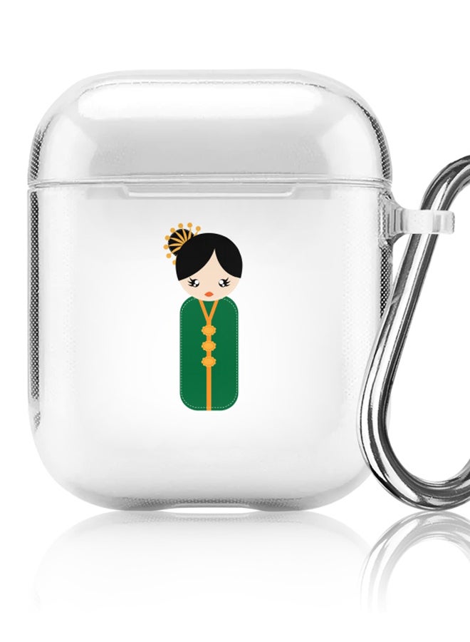 Stylizedd Japanese Doll Printed Protective Cover For Apple AirPods 2/1 Clear/Green/Beige  - Image 5