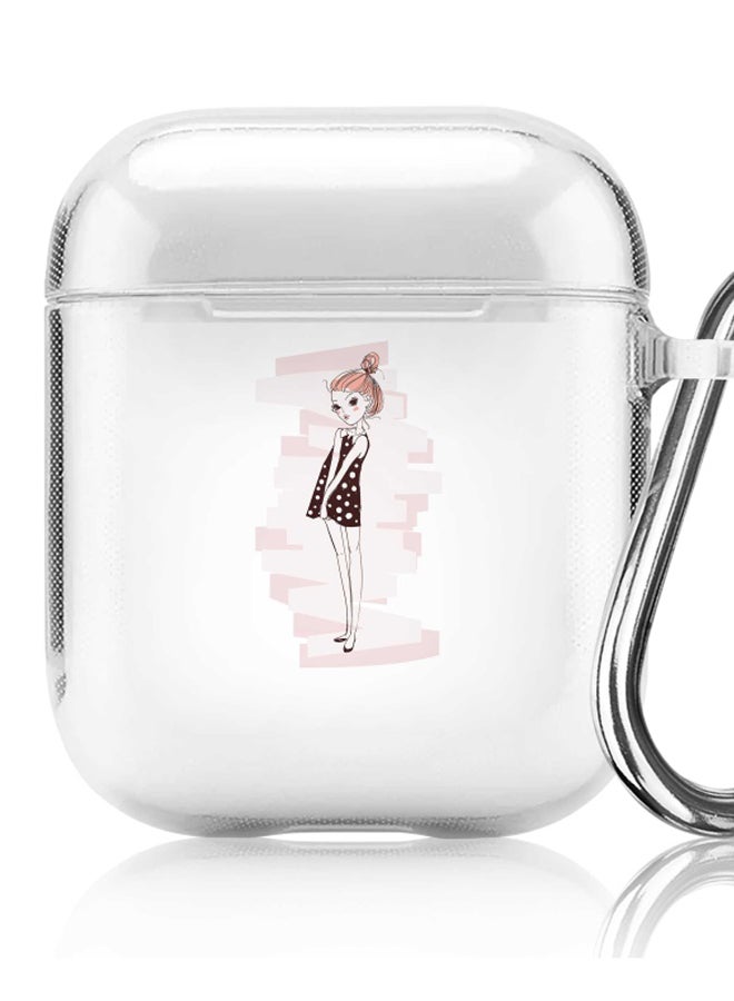 ستايلايزد حافظة حماية بطبعة مراهقة خجولة لسماعات أبل آيربودز 1/2 شفاف/وردي/أسود - Image 5