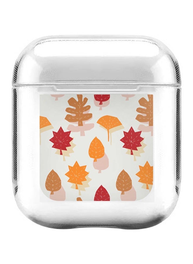 ستايلايزد غطاء حماية بطبعة أوراق الخريف لسماعة أبل آيربودز 2/ 1 أبيض/أحمر/بني - Image 1