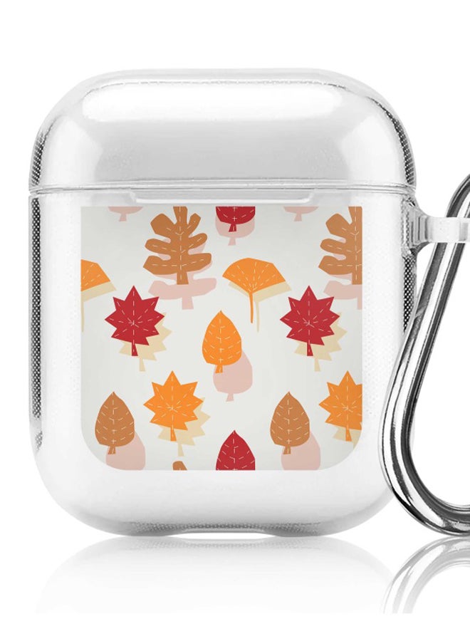 ستايلايزد غطاء حماية بطبعة أوراق الخريف لسماعة أبل آيربودز 2/ 1 أبيض/أحمر/بني - Image 5