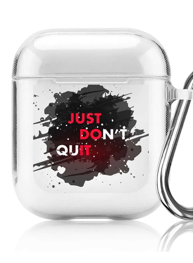 ستايلايزد غطاء حماية بطبعة عبارة "Just Don't Quit" لسماعات أبل آيربودز 2/1 أسود/أحمر/رمادي - Image 5