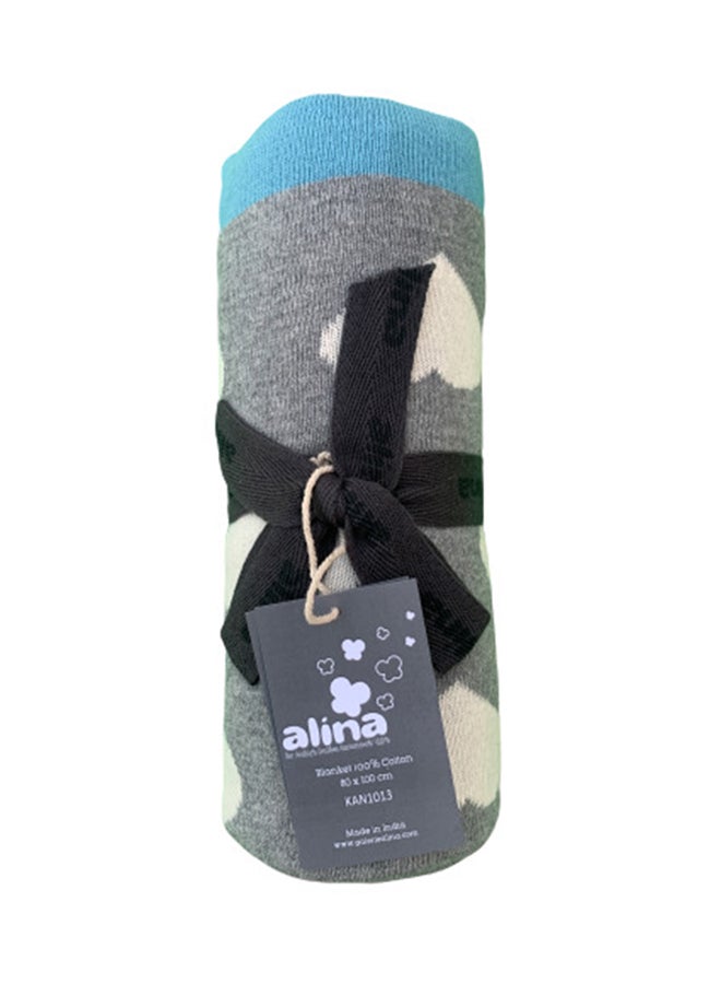 Alina Heart Knitted Cotton Blanket - Image 2