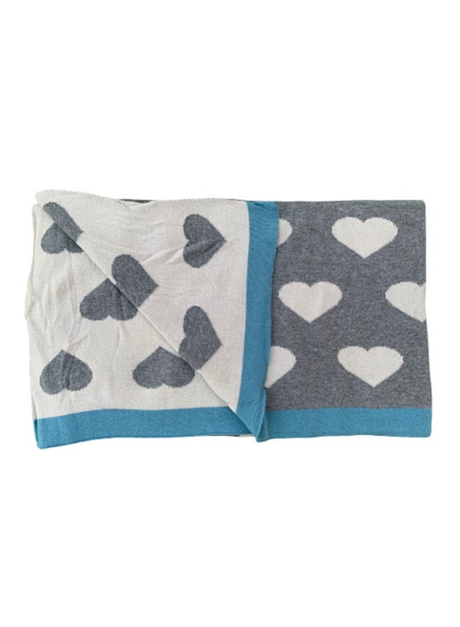 Alina Heart Knitted Cotton Blanket - Image 1