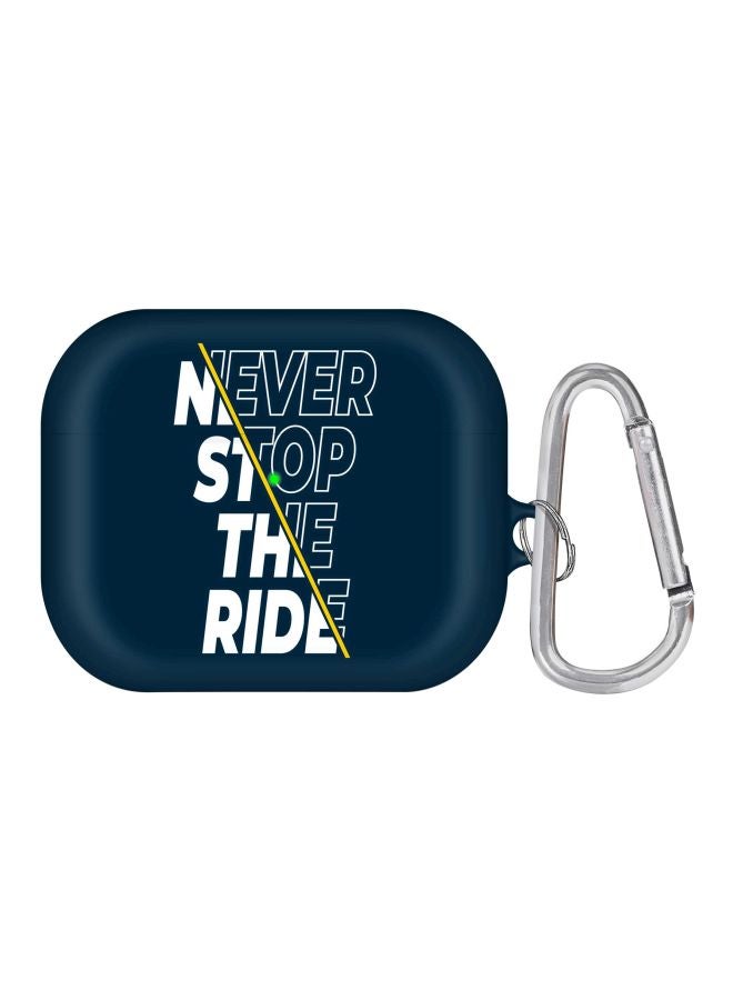 Stylizedd Never Stop The Ride Printed Cover With Carabiner For Apple AirPods Pro Blue/White/Silver - Image 1