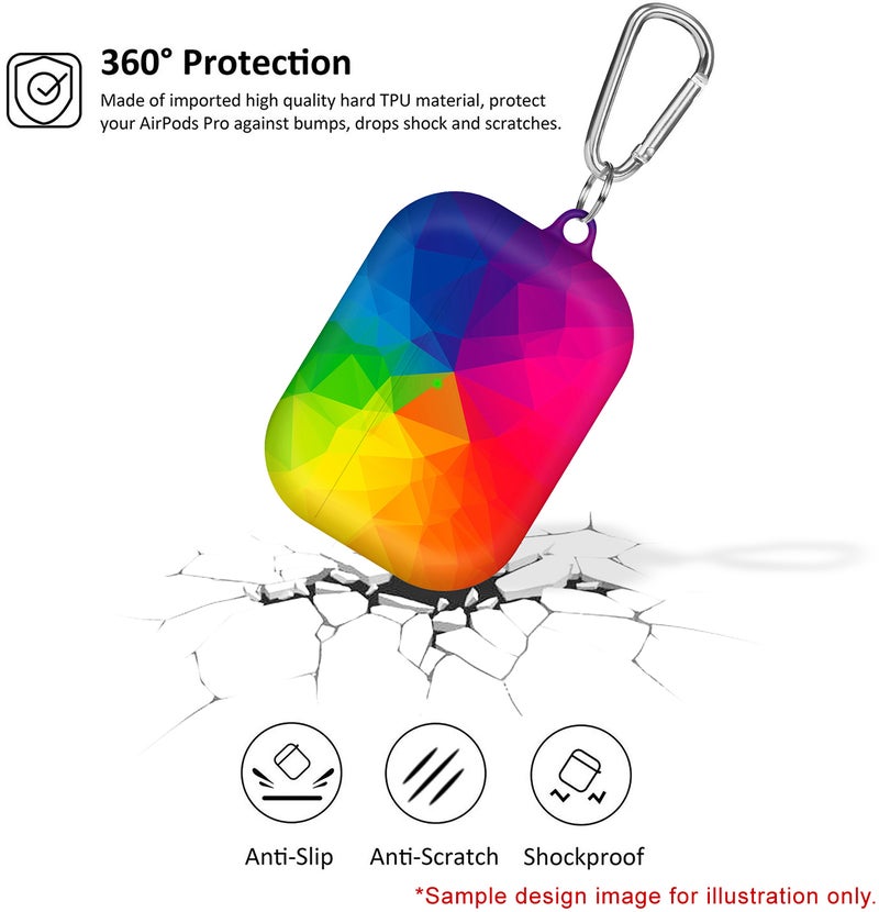 Who Flash Printed Protective Cover With Carabiner For Apple AirPods Pro White/Red/Yellow