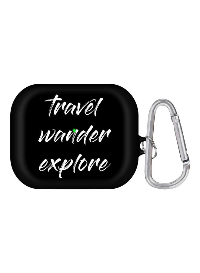 Stylizedd Travel Wander Explore Printed Cover With Carabiner For Apple AirPods Pro Black/White/Silver - Image 1