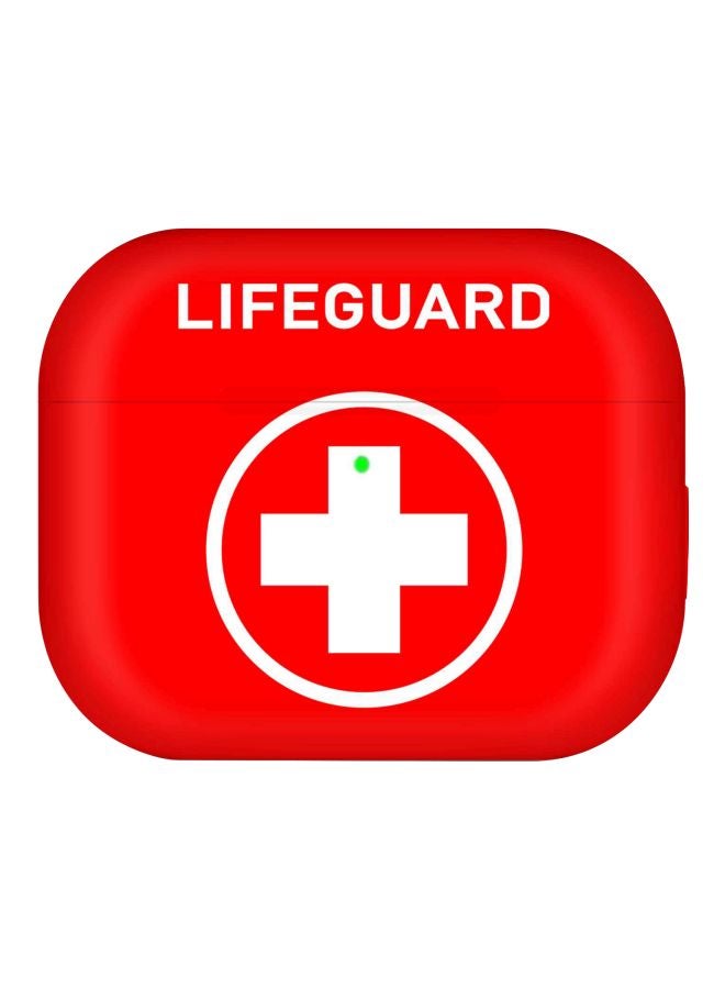 Stylizedd Lifeguard Printed Protective Cover With Carabiner For Apple AirPods Pro Red/White/Silver - Image 2