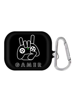 Gamer Printed Case Cover With Carabiner For Apple AirPods Pro Black/White/Silver