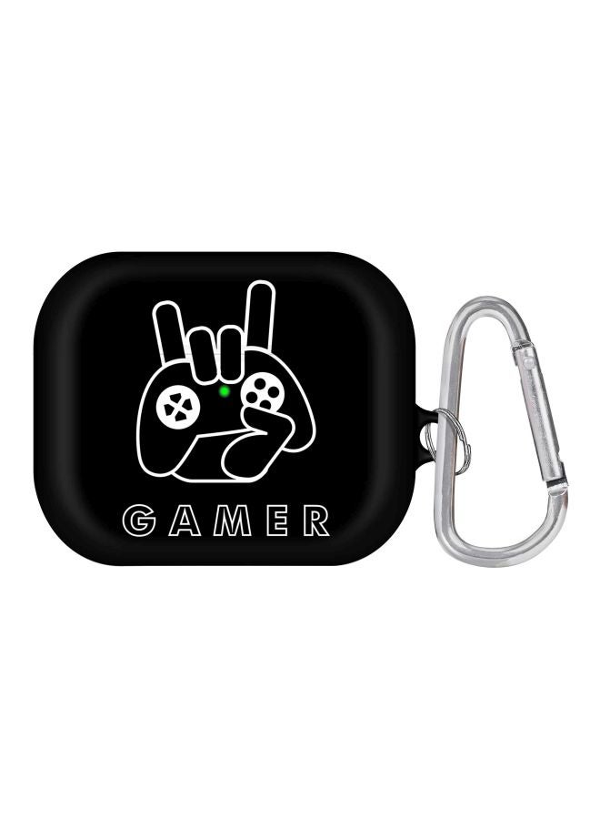 Stylizedd - Gamer Printed Case Cover With Carabiner For Apple AirPods Pro Black/White/Silver - Image 1