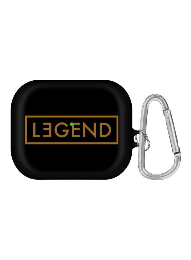 ستايلايزد غطاء حماية واقٍ بطبعة كلمة "Legend" مع حلقة بقفل زنبركي لسماعات أبل آيربودز برو أسود/بني/فضي - Image 1