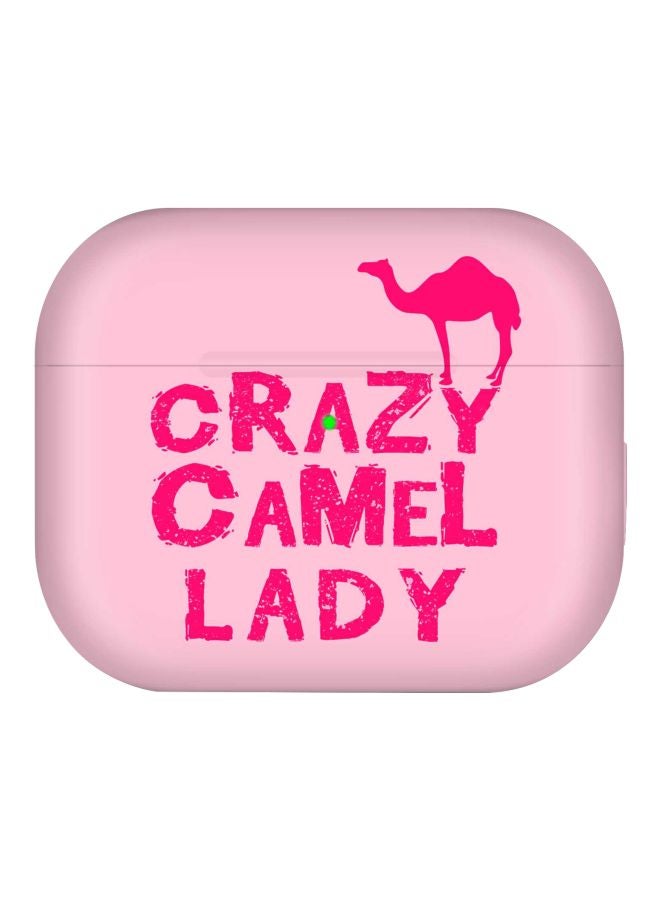 ستايلايزد غطاء حماية بطبعة عبارة "Crazy Camel Lady" مع حلقة للتعليق لسماعة أبل آيربودز برو وردي / فضي - Image 2