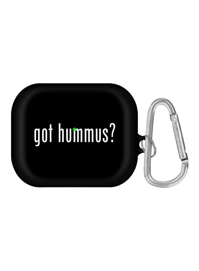Stylizedd Got Hummus Printed Case Cover With Carabiner For Apple AirPods Pro Black/White/Silver - Image 1