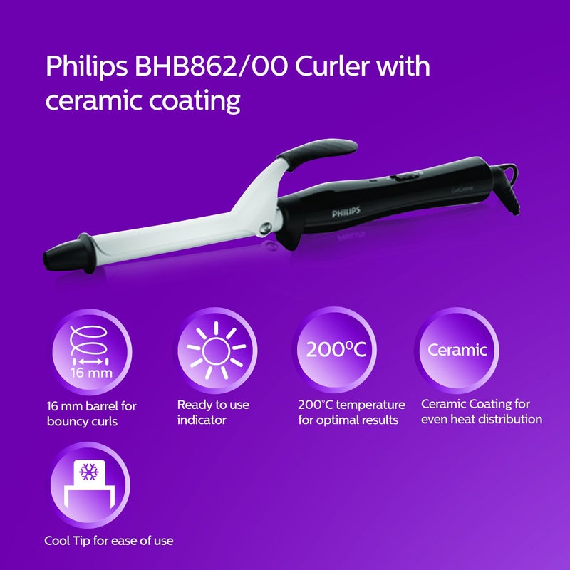 Philips - StyleCare Essential Curler BHB862/03 for Bouncy Curls, 2 Years Guarantee Black/ White - Image 1