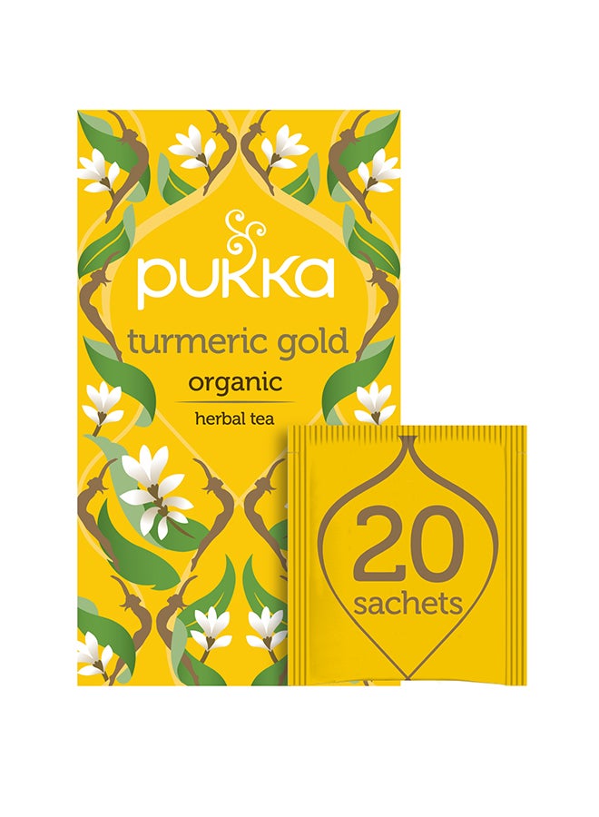 Pukka - Turmeric Gold, Organic Herbal Tea With Lemon And Whole Leaf Green Tea, 20 Teabags - Image 1