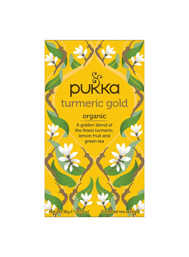 Pukka - Turmeric Gold, Organic Herbal Tea With Lemon And Whole Leaf Green Tea, 20 Teabags - Image 1