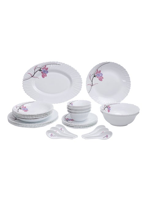 34-Piece Dinnerware Set White/Brown