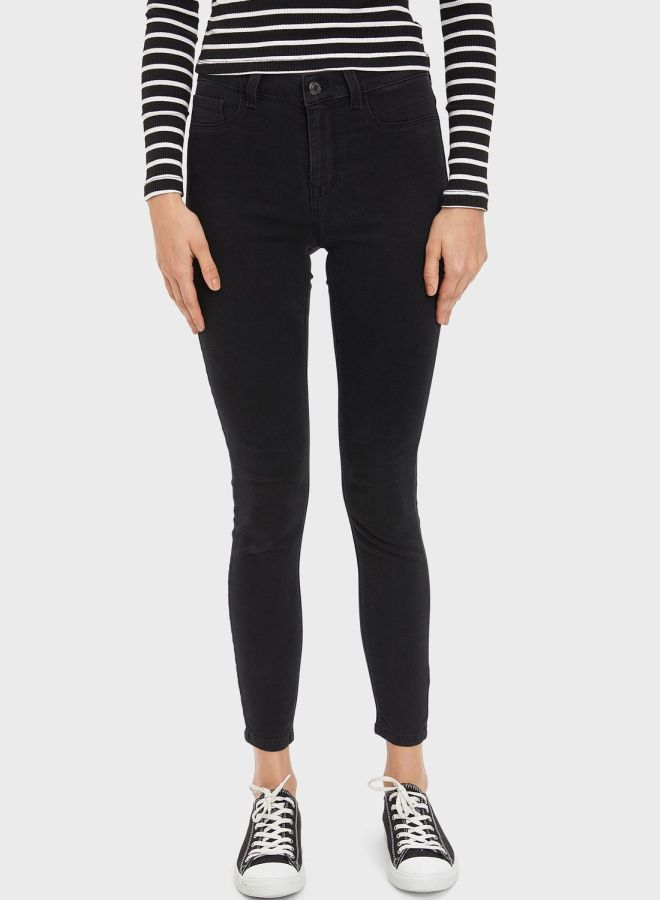 ديفاكتو بنطال جينز سكيني بخصر عال أسود - Image 1