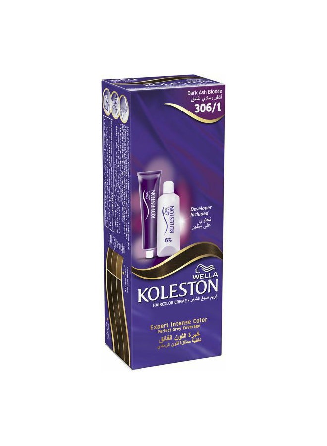 ويلا كريم صبغة الشعر الدائمة كوليستون، سعة 50 مل، لون أشقر رمادي داكن 306/1 أشقر داكن مائل إلى الرمادي 306/1 50ملليلتر