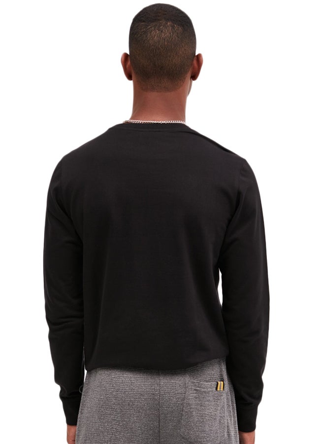 BlueAge Text Print Sweatshirt Black - Image 2