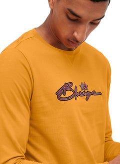 BlueAge Text Print Sweatshirt Yellow  - Image 3