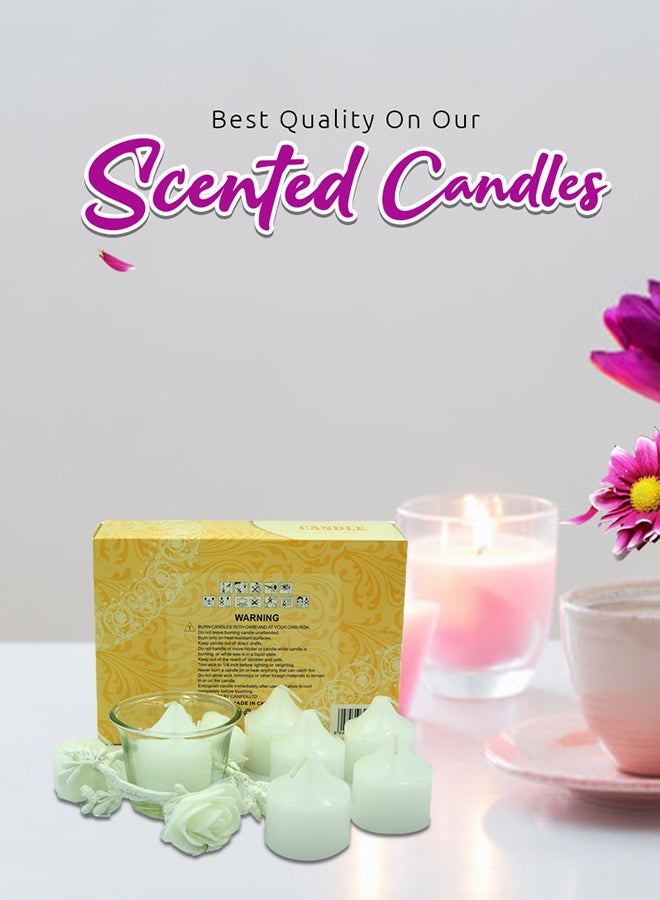 بابازام 6 Cake Scented Tealight Candles With Holder Set White  - Image 4