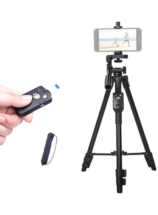 يونجتنج حامل ثلاثي القوائم محمول مع جهاز تحكم عن بعد للهواتف الذكية أسود - Image 2