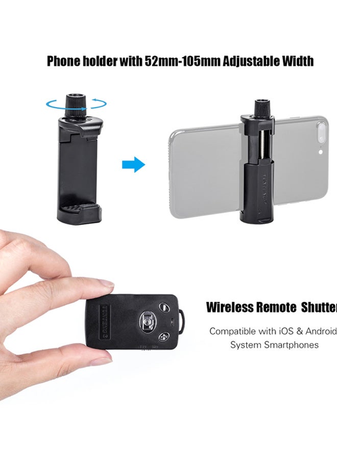 يونجتنج حامل ثلاثي القوائم محمول مع جهاز تحكم عن بعد للهواتف الذكية أسود - Image 3