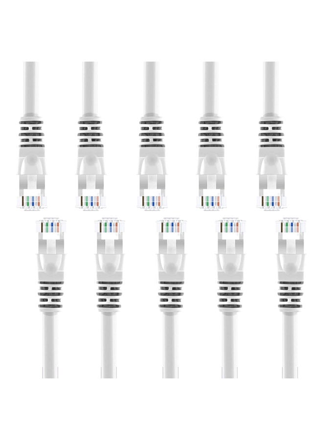 جي مجموعة كابلات شبكة محلية RJ45 Cat6 بطول 2 متر مكونة من 10 قطع أبيض  - Image 1