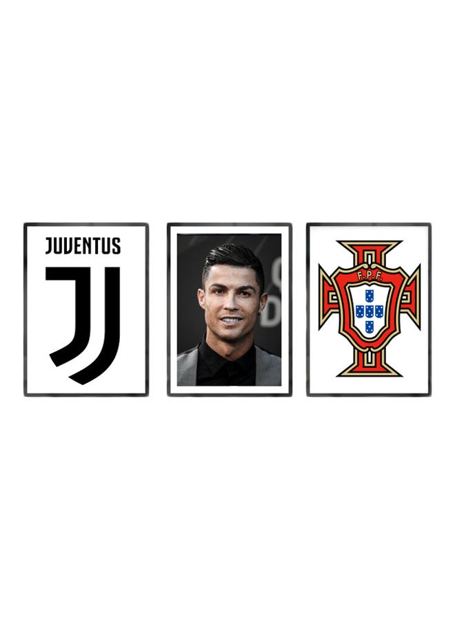 Boomah Accessories - Set Of 3 Cristiano Ronaldo, Juventus, Portugal Posters With Frame Multicolour 30x40cm - Image 1