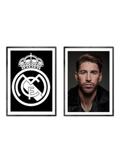 طقم ملصقات سيرجيو راموس في ريال مدريد مع إطار مكون من قطعتين متعدد الألوان 21x30سم