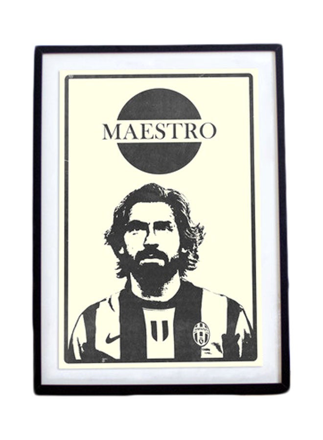 Andrea Pirlo Juventus Maestro Retro Vintage Posters With Frame Multicolour 50x40cm