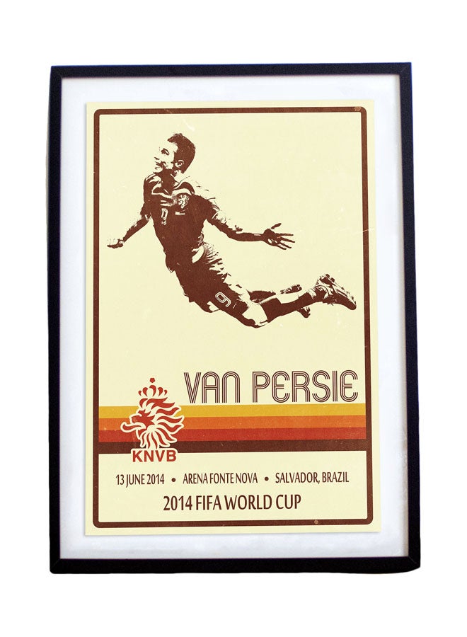 Robin Van Persie Netherlands World Cup Header Goal Retro Vintage Posters With Frame Multicolour 50x40cm
