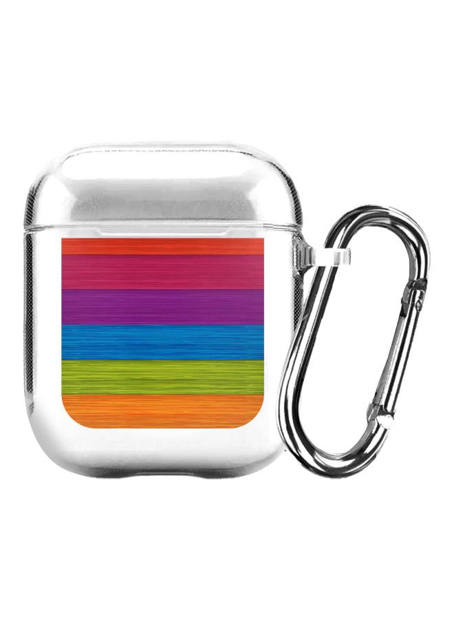 ستايلايزد غطاء حماية واقٍ من سلسلة كلاسيك كلير بطبعة خشب ملون لعلبة سماعات أبل آيربودز 1/2 شفاف/وردي/أزرق - Image 1