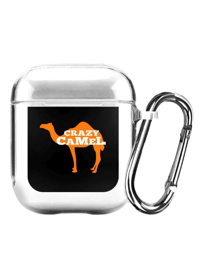ستايلايزد غطاء حماية واقٍ من سلسلة كلاسيك بطبعة عبارة "Crazy Camel" لسماعة أبل آيربودز 1/2 شفاف/برتقالي/أسود - Image 1