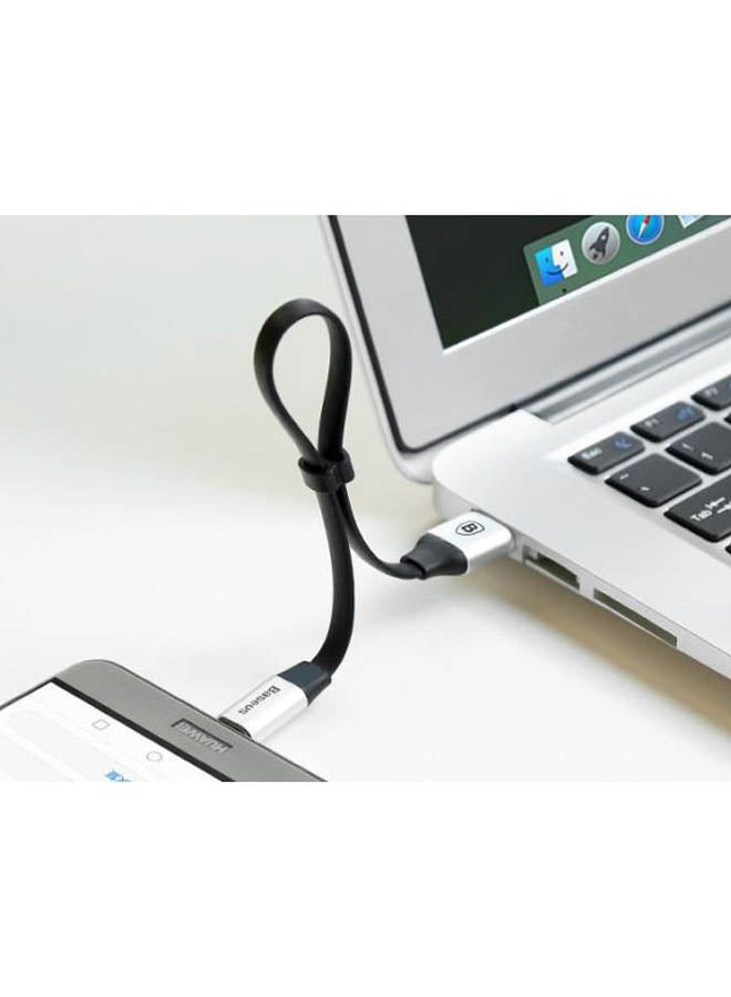 Baseus Nimble USB-A to Type-C Flat Cable 23cm- Ultra Portable Compatible for Samsung S21 S20 S9 Note 20 10 Huawei P30 P20 Lite Mate 20 Pro P20 LG G5 G6 Xiaomi Mi 11 Ultra A2 etc. Black/Silver - Image 2