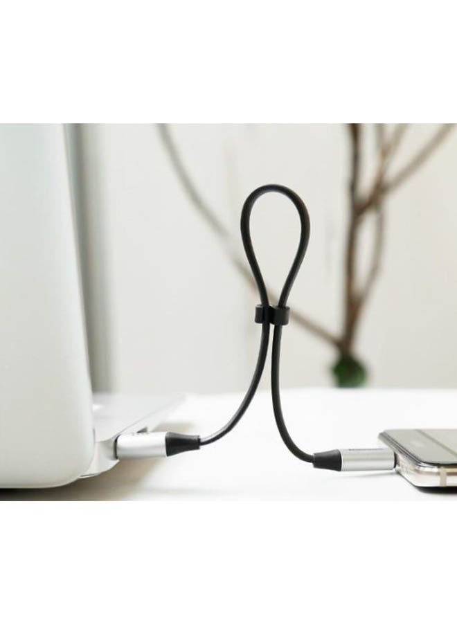 Baseus Nimble USB-A to Type-C Flat Cable 23cm- Ultra Portable Compatible for Samsung S21 S20 S9 Note 20 10 Huawei P30 P20 Lite Mate 20 Pro P20 LG G5 G6 Xiaomi Mi 11 Ultra A2 etc. Black/Silver - Image 3