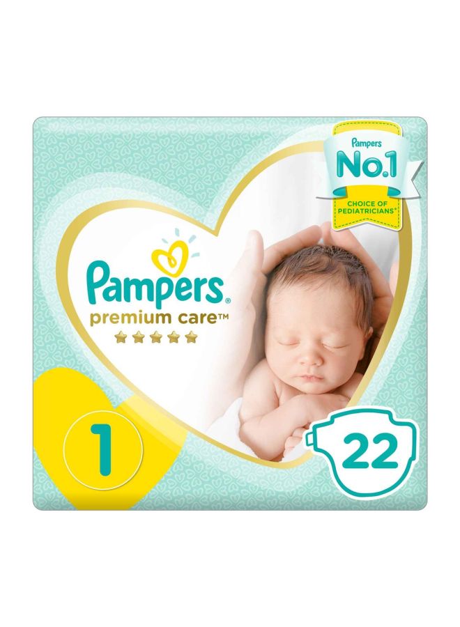 Pampers Premium Care Diapers, Size 1, 2-5 Kg, Carry Pack, 22 Count - Image 1
