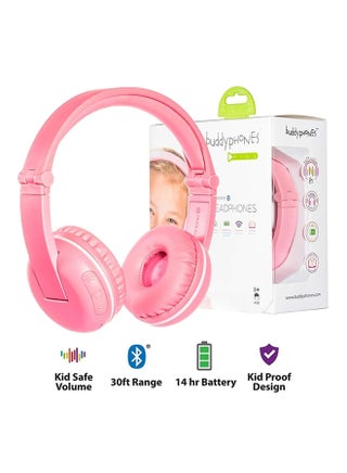 BuddyPhones Play Wireless Bluetooth Headphones For Kids Pink
