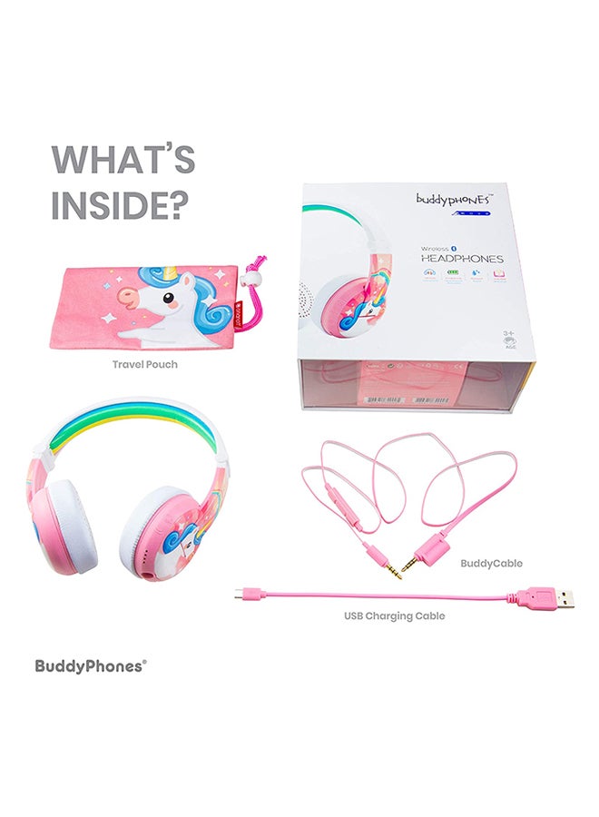 BuddyPhones Wave Bluetooth Kids Headphones Waterproof Unicorn Pink  - Image 3