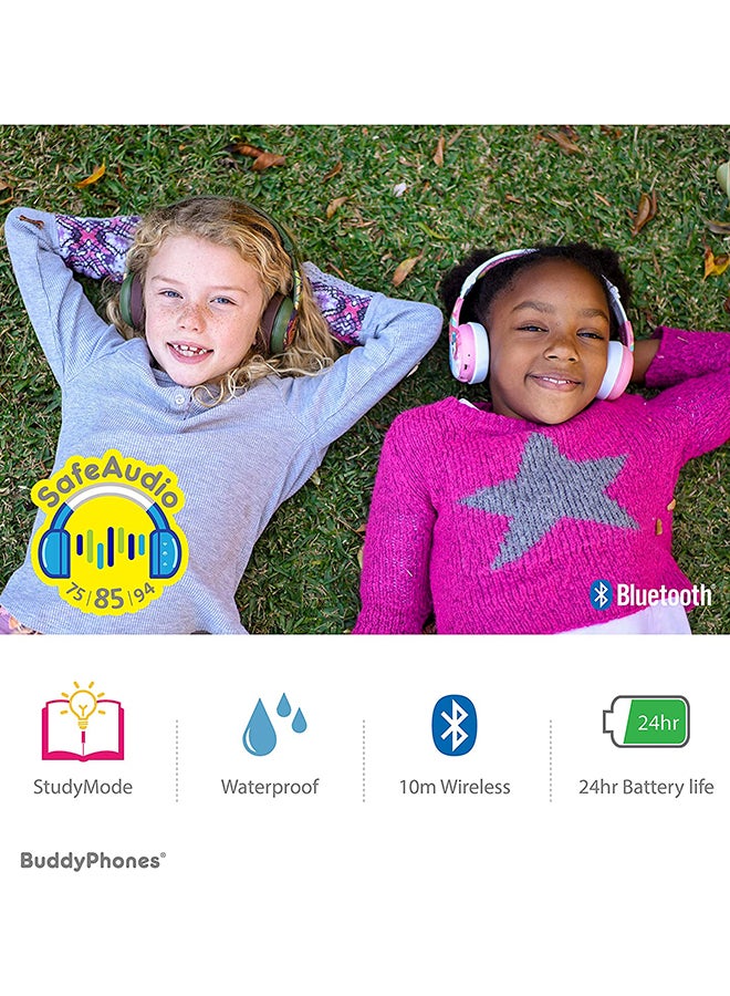 BuddyPhones Wave Bluetooth Kids Headphones Waterproof Unicorn Pink  - Image 4