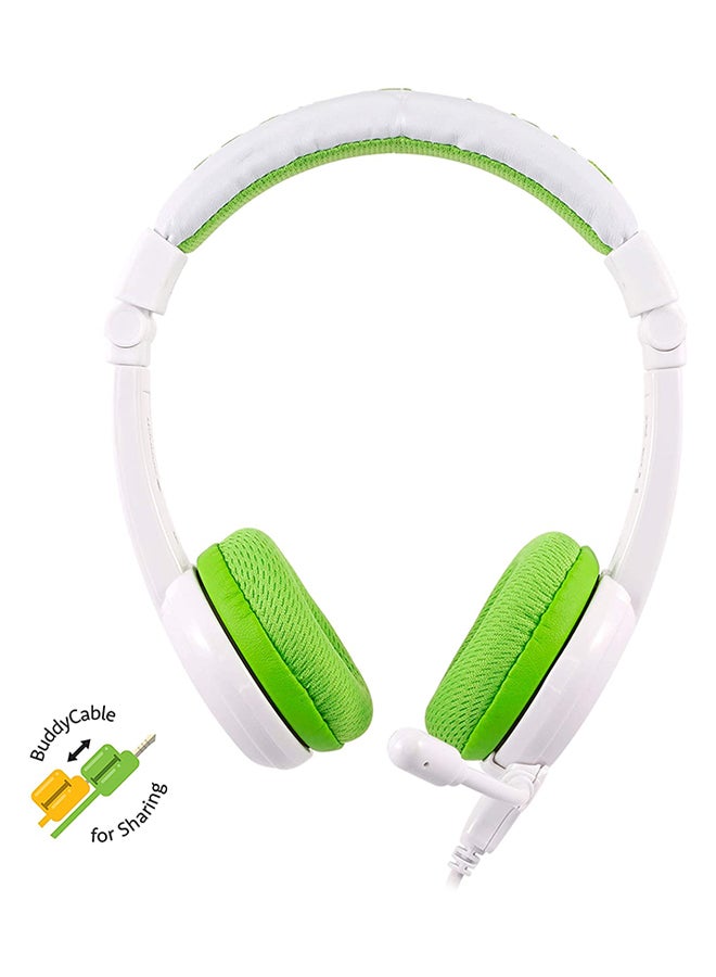 BuddyPhones School Plus Kids Headphones With High Performance Beam Mic Green/White - Image 4