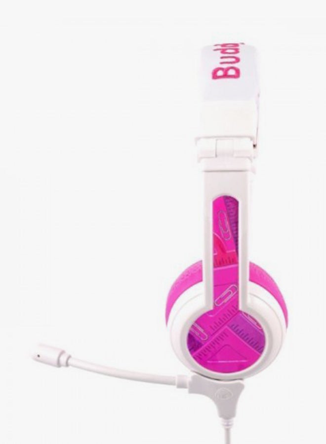 BuddyPhones School Plus Kids Headphones With High Performance Beam Mic Pink/White  - Image 4