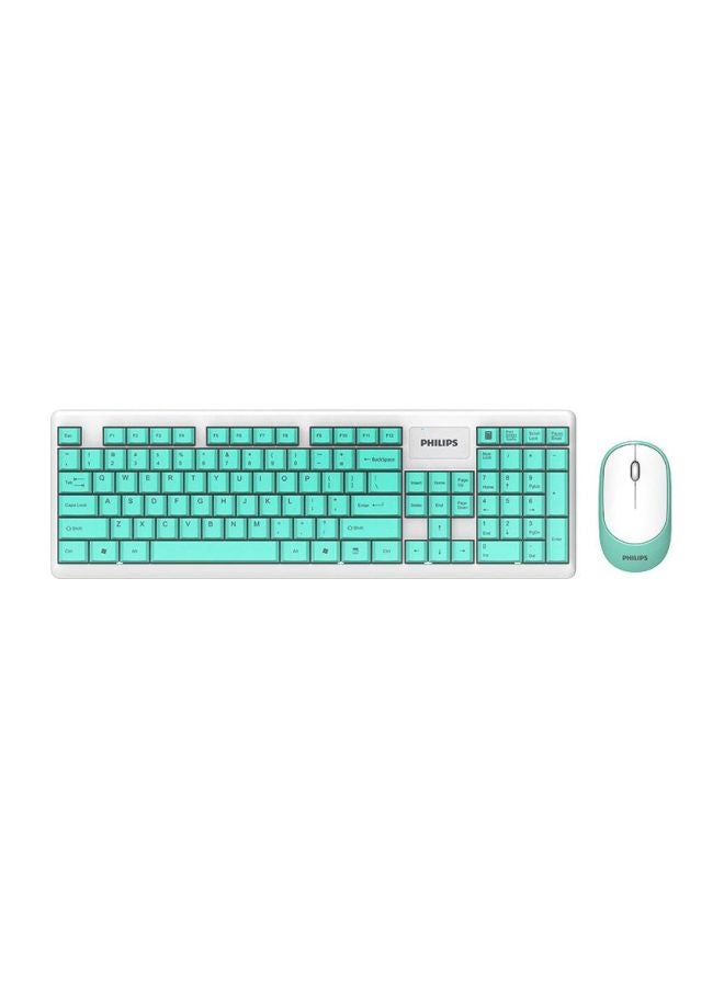 Philips - Wireless Keyboard With Mouse Set Cyan/White - Image 1
