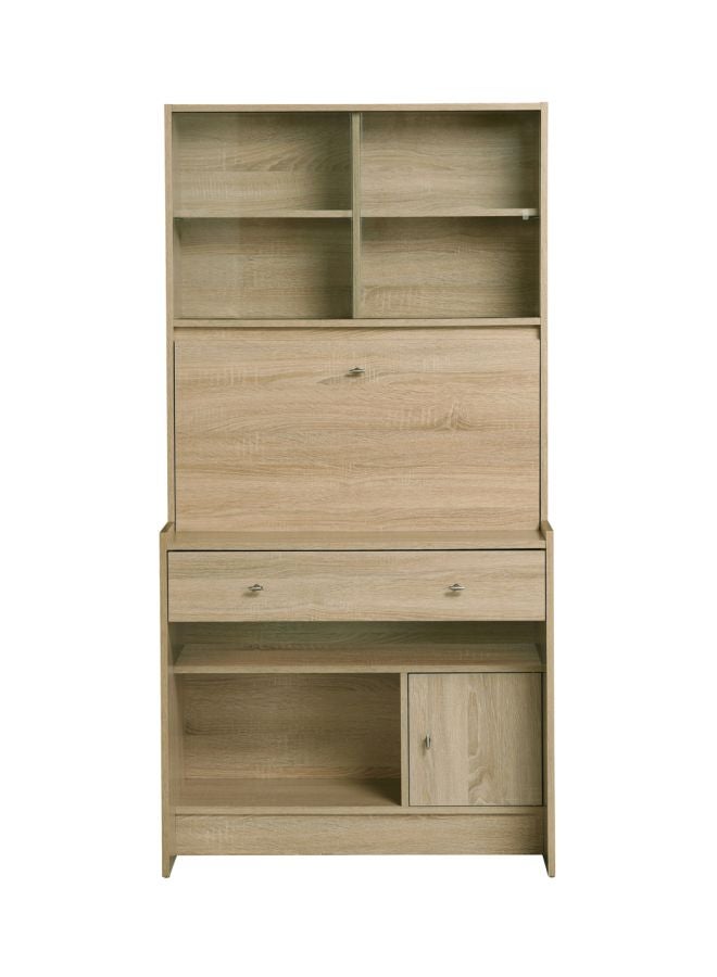 هوم بوكس مكتب دراسة مع خزانة بباب ودرج من جليم بيج 64.2x82.2x162.5سم - Image 1