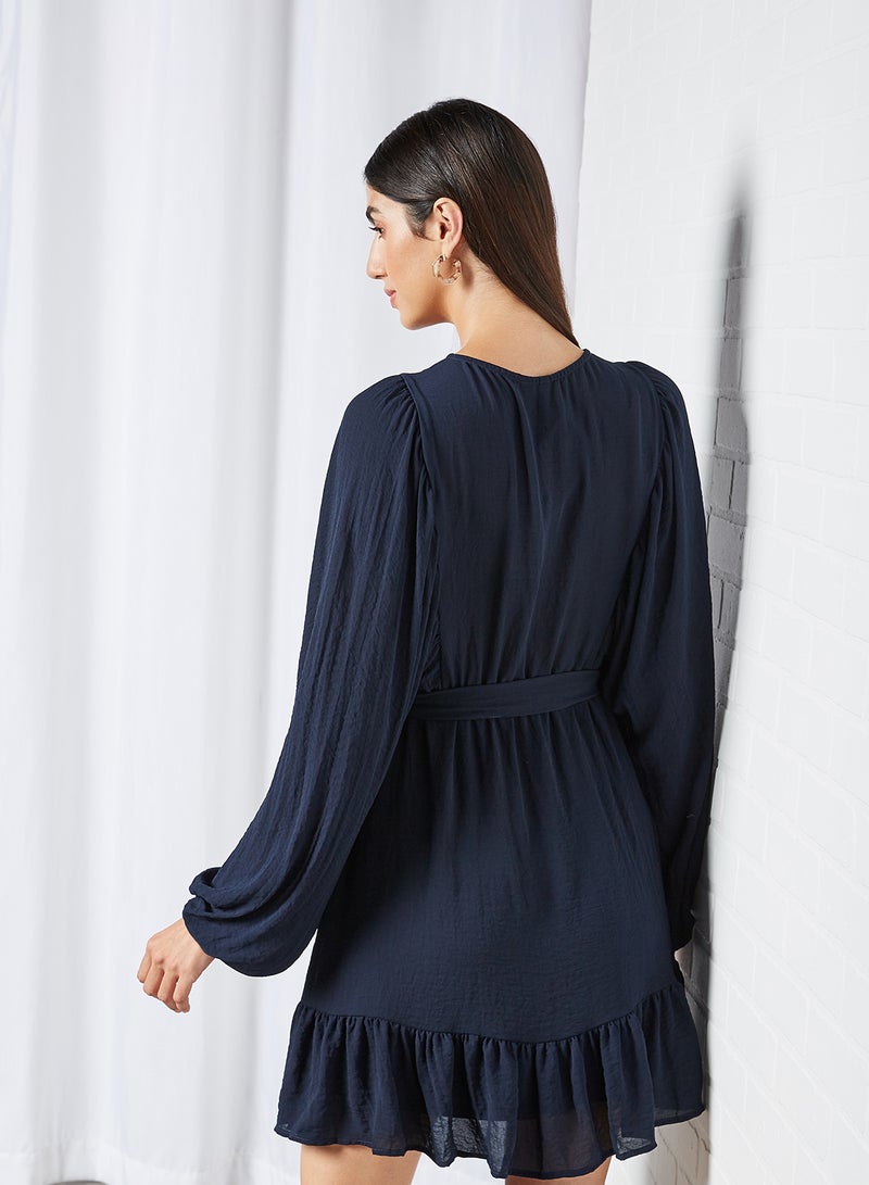 VERO MODA - Voluminous Sleeve Mini Dress Night Sky - Image 1