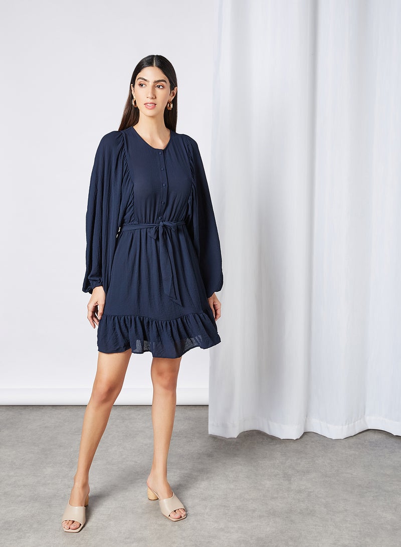 VERO MODA - Voluminous Sleeve Mini Dress Night Sky - Image 1