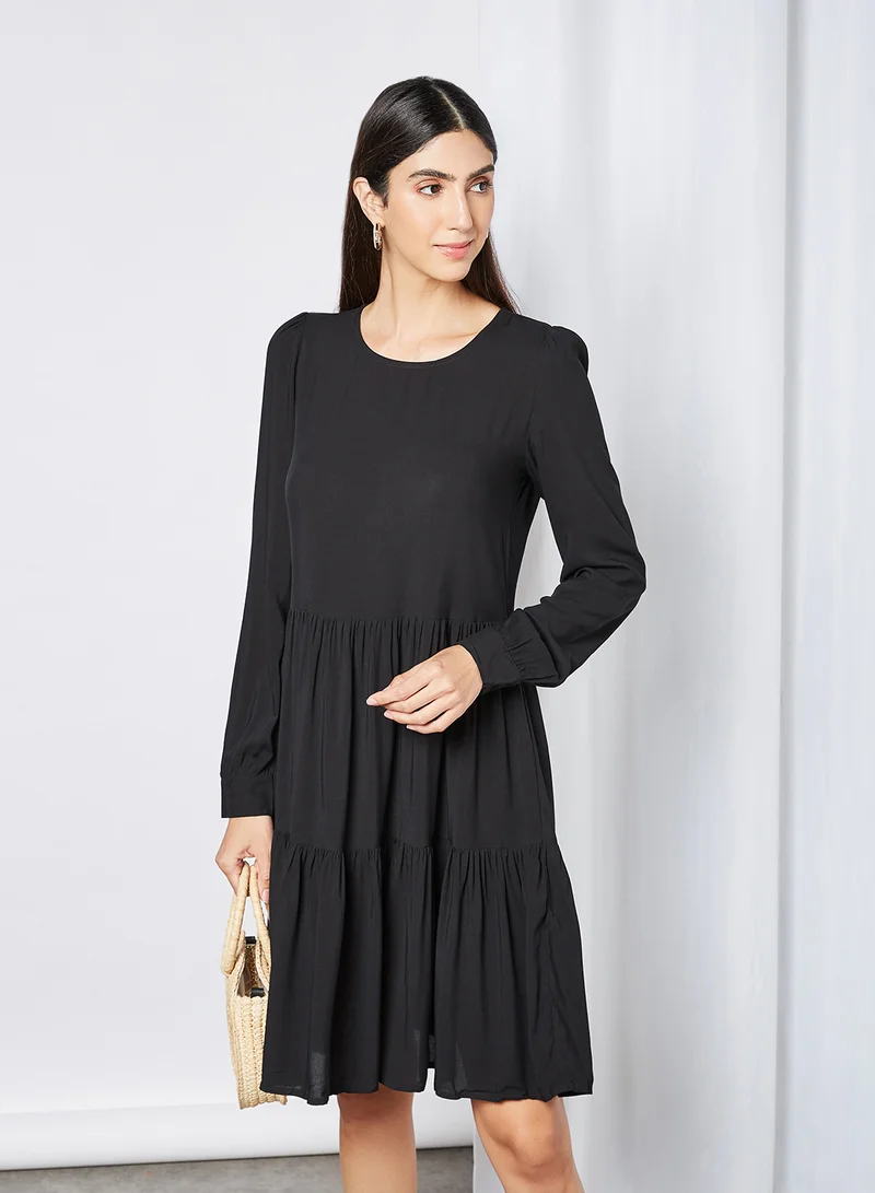 VERO MODA Tiered Hem Long Sleeve Dress