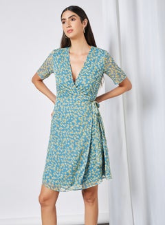 Y.A.S Printed Mini Dress Blue Heaven Claris Aop  - Image 1