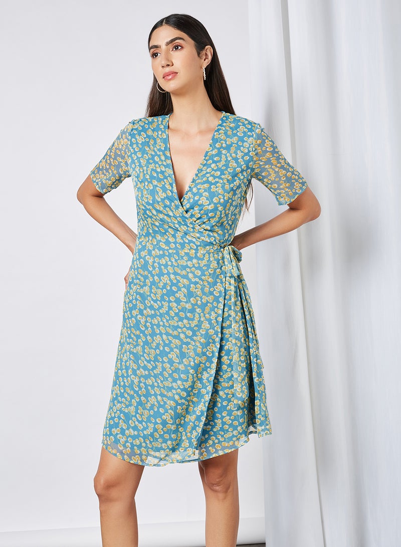 Y.A.S Printed Mini Dress Blue Heaven Claris Aop  - Image 1