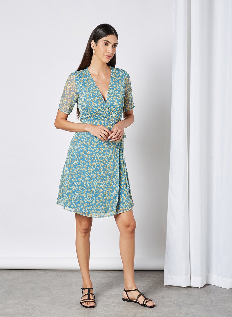Y.A.S Printed Mini Dress Blue Heaven Claris Aop  - Image 2